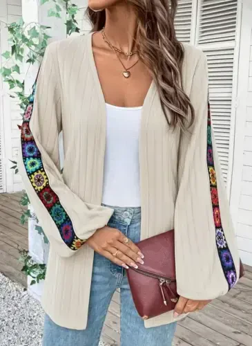 Women's Long Sleeve Open Front Sherpa Cardigan Jacket - 3