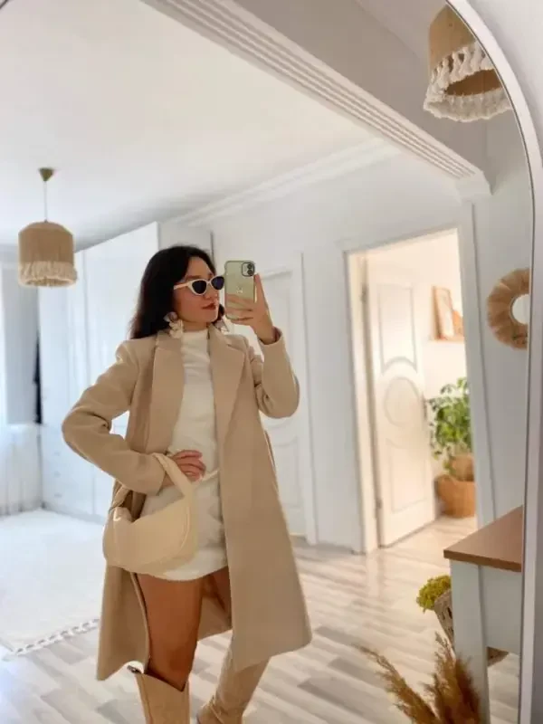 Women's Long Sleeve Plush Mini Dress - 2