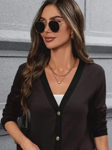 Women's Long Sleeve Pocketed Button-Down Long Modal Jacket - BÜYÜKBEDENIZ (1)