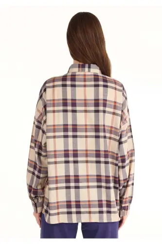Women's long sleeve, regular fit, purple plaid shirt - COLIN'S (1)
