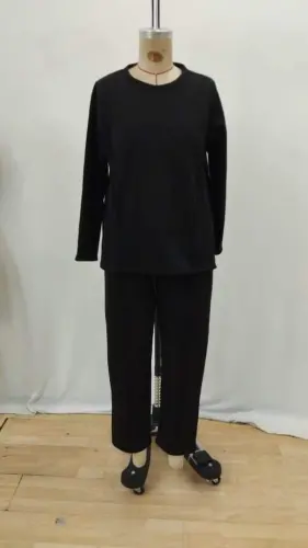 Women's Long Sleeve Ribbed Viscose Two Thread and Trouser Set - 6