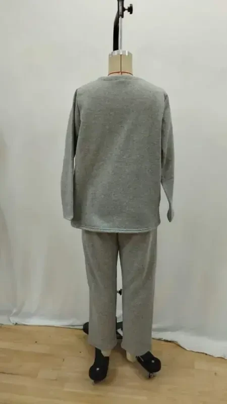 Women's Long Sleeve Ribbed Viscose Two Thread and Trousers Set - 7