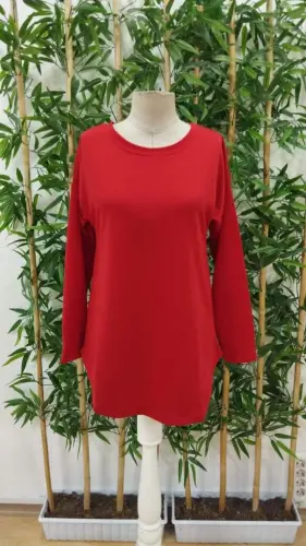 Women's Long Sleeve Round Neck Oversize Two Thread Blouse - 4