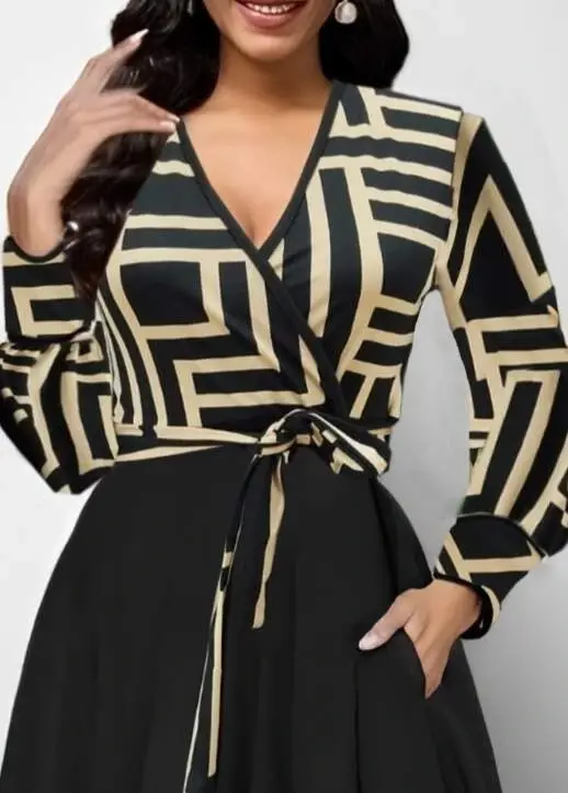 Women's Long Sleeve Surplice Neck Scuba Crepe Midi Dress - 2