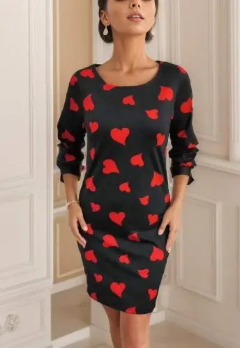 Women's Long Sleeve Turtleneck Bodycon Mini Dress - 5