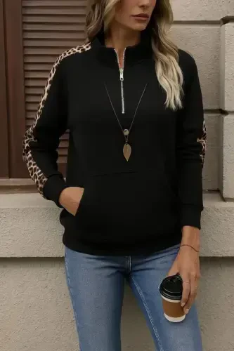 Women's Long Sleeve Turtleneck Front Zippered Fleece Blouse - 3