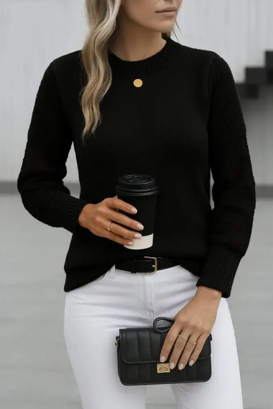 Women's Long Sleeve Turtleneck Knit Blouse - 3