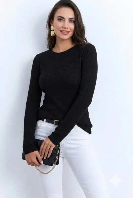 Women's Long Sleeve Turtleneck Knit Sweater - 2