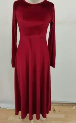 Women's Long Sleeve Turtleneck Midi Velvet Dress - 6