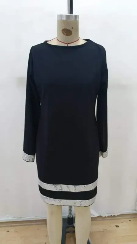 Women's Long Sleeve Turtleneck Mini Imported Crepe Dress - 5