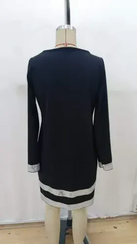 Women's Long Sleeve Turtleneck Mini Imported Crepe Dress - 7