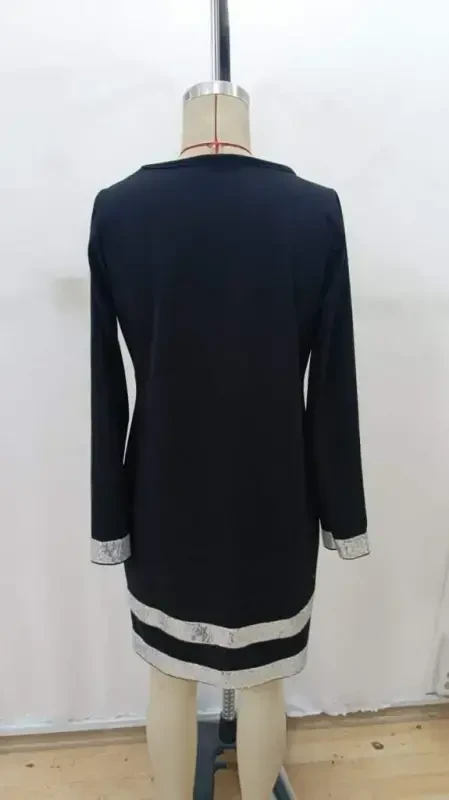 Women's Long Sleeve Turtleneck Mini Imported Crepe Dress - 7