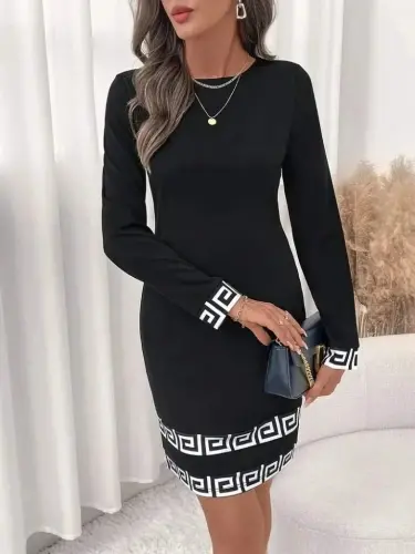 Women's Long Sleeve Turtleneck Mini Imported Crepe Dress - BÜYÜKBEDENIZ (1)