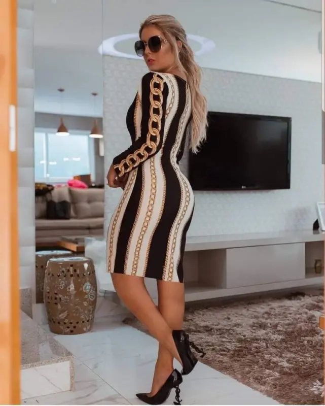 Women's Long Sleeve Turtleneck Scuba Midi Dress - 2