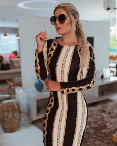 Women's Long Sleeve Turtleneck Scuba Midi Dress - 3