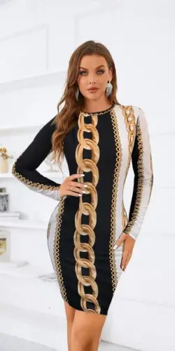 Women's Long Sleeve Turtleneck Scuba Midi Dress - 5