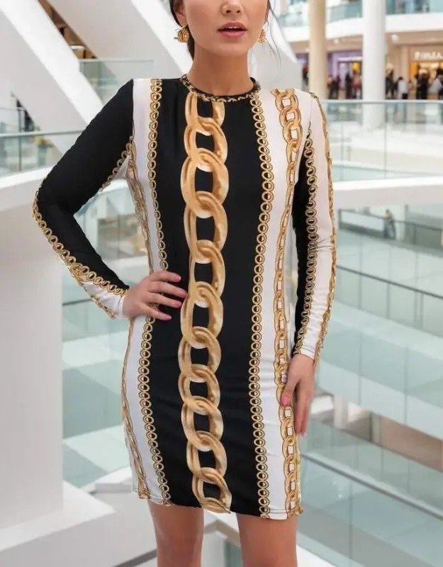 Women's Long Sleeve Turtleneck Scuba Midi Dress - 6