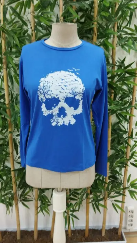 Women's Long Sleeve Turtleneck Sunflower Patterned Viscose Blouse - 5