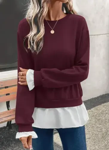 Women's Long Sleeve Turtleneck Viscose Two Thread And Knitted Hem Blouse - BÜYÜKBEDENIZ (1)