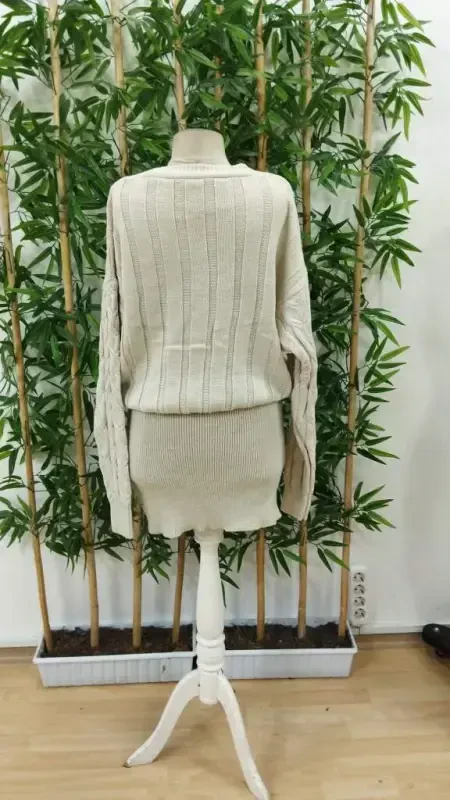 Women's Long Sleeve V Neck Button Front Short Knit Dress - 5