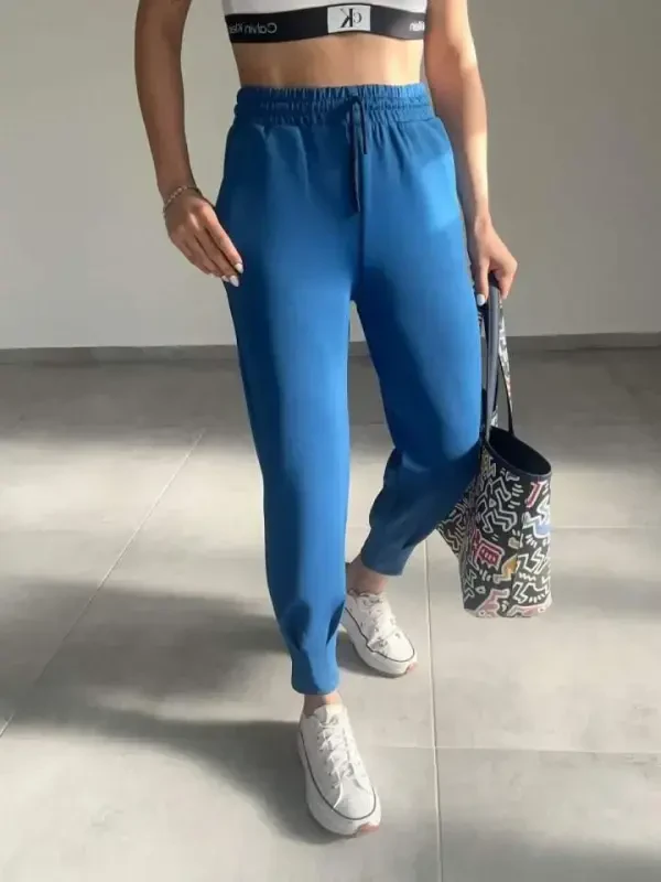 Women's Long Sleeve V Neck Hoodie Detail Sweatshirt And High Waist Tracksuit Set - 2