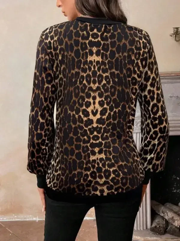 Women's Long Sleeve V Neck Patterned Supreme Blouse - 6