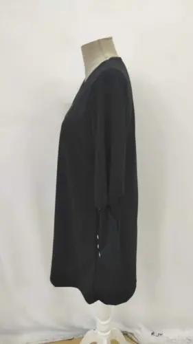 Women's Long Sleeve V Neck Short Imported Crepe Dress - 9