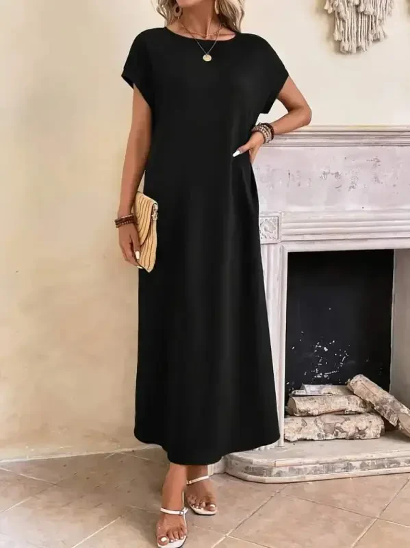 Women's Long Sleeve V-Neck Viscose Dress - 2