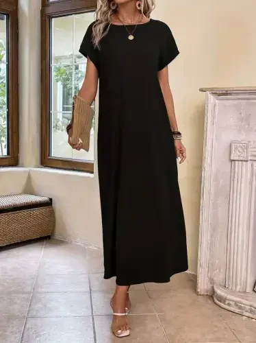 Women's Long Sleeve V-Neck Viscose Dress - 4