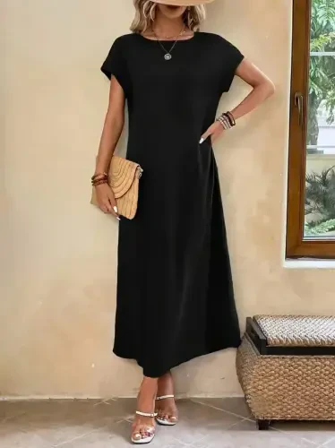 Women's Long Sleeve V-Neck Viscose Dress - 5