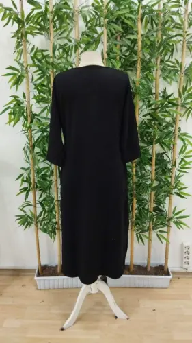 Women's Long Sleeve V-neck Viscose Two Thread Dress - 7