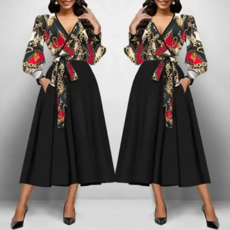 Women's Long Sleeve Wrap V Neck Scuba Crepe Midi Dress - 3