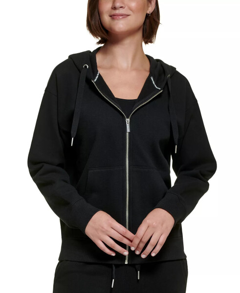 Women's Long-Sleeve Zip-Front Hoodie Black - 1