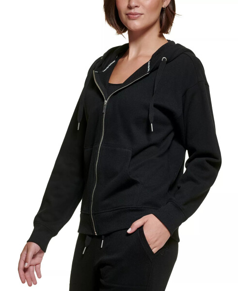 Women's Long-Sleeve Zip-Front Hoodie Black - 3