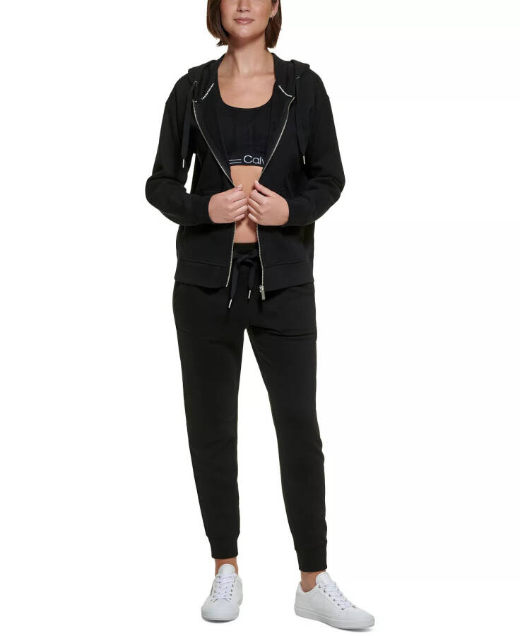 Women's Long-Sleeve Zip-Front Hoodie Black - 5