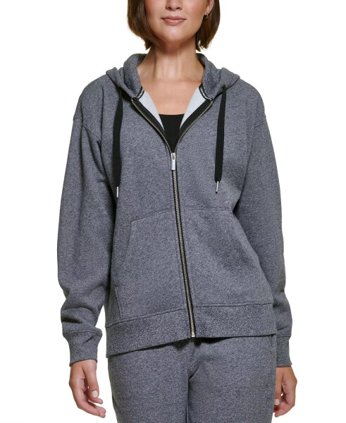 Women's Long-Sleeve Zip-Front Hoodie Black Heather - 1