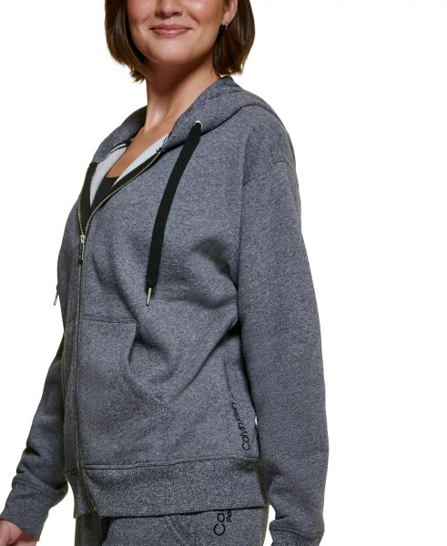 Women's Long-Sleeve Zip-Front Hoodie Black Heather - 4