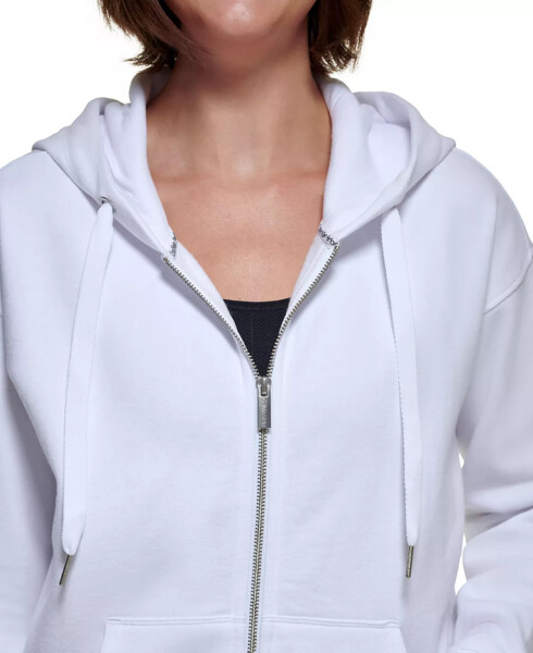 Women's Long-Sleeve Zip-Front Hoodie White - 3