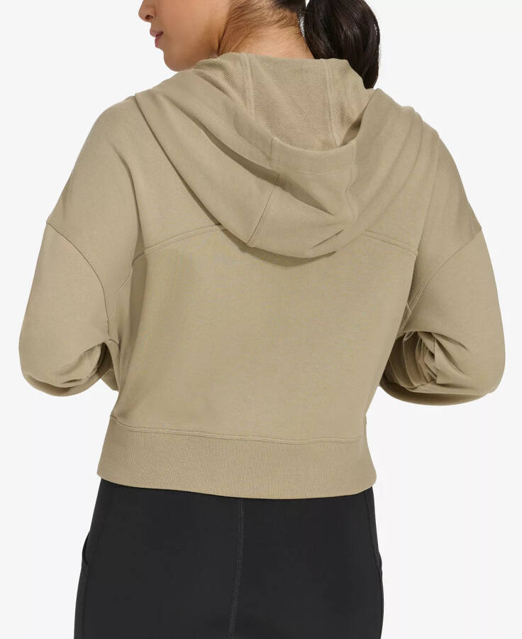 Women's Long-Sleeve Zip-Up Drawstring Hoodie Khaki Green - 2