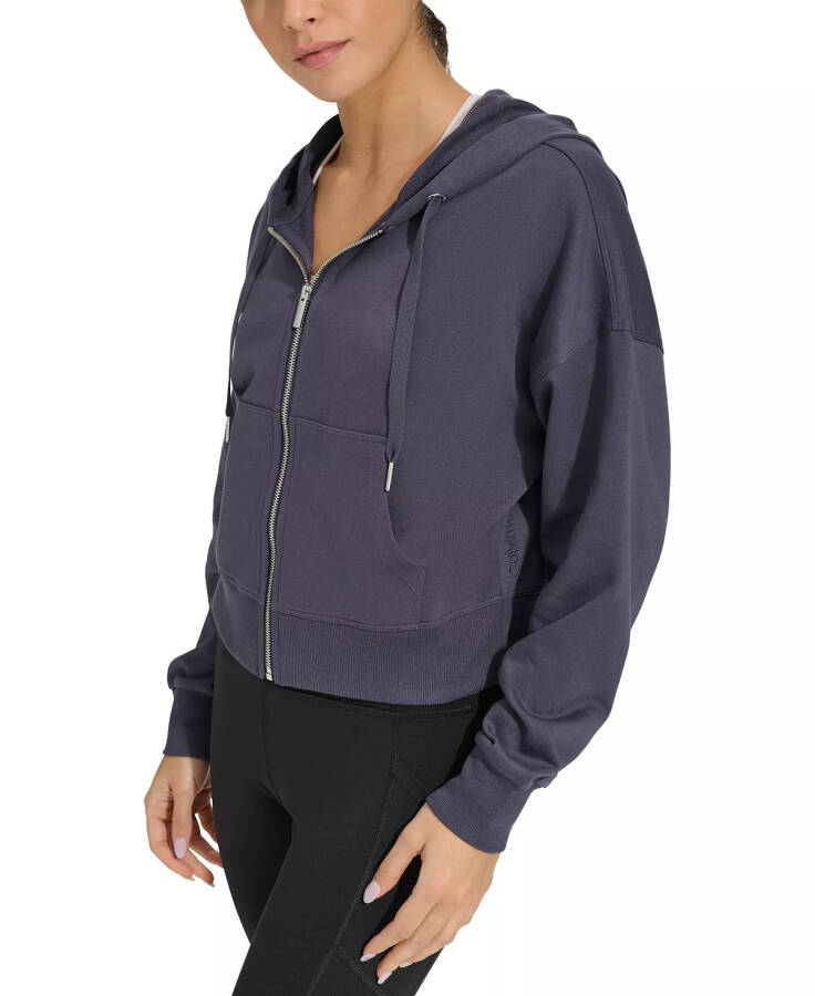 Women's Long-Sleeve Zip-Up Drawstring Hoodie Onyx - 3