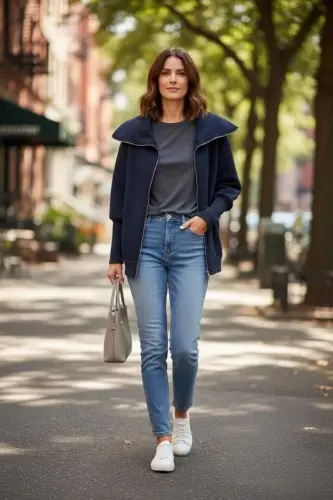 Women's Long Sleeve Zipper Detail Sweatshirt - BÜYÜKBEDENIZ (1)