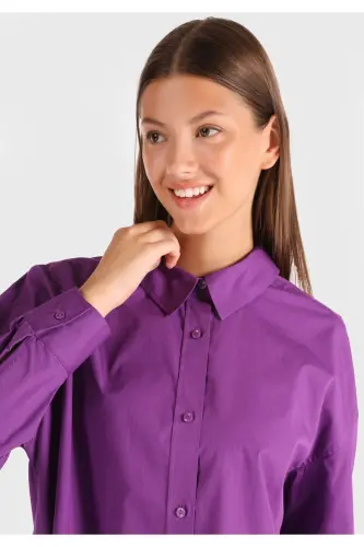 Women's long-sleeved, back-detailed purple shirt (regular fit) - 4