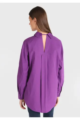 Women's long-sleeved, back-detailed purple shirt (regular fit) - COLIN'S (1)