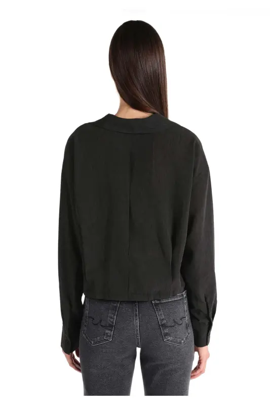 Women's long-sleeved, regular fit shirt in anthracite - 2
