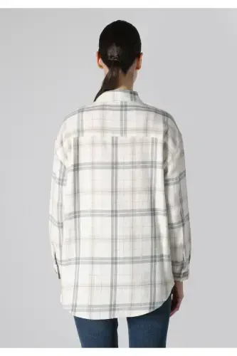 Women's long-sleeved striped beige shirt - 2