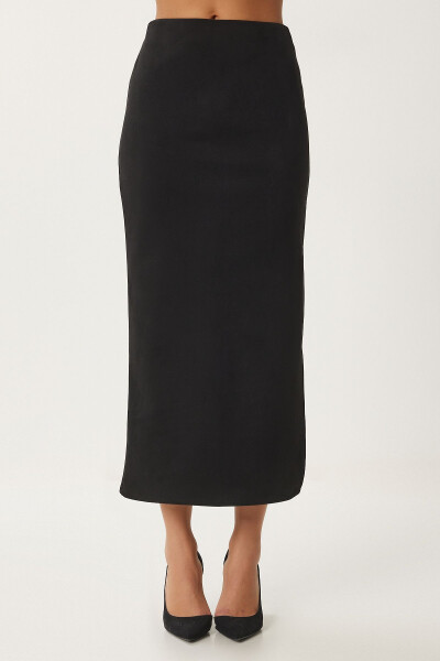 Women's Long Suede Skirt with Black Slit MC00292 - 4