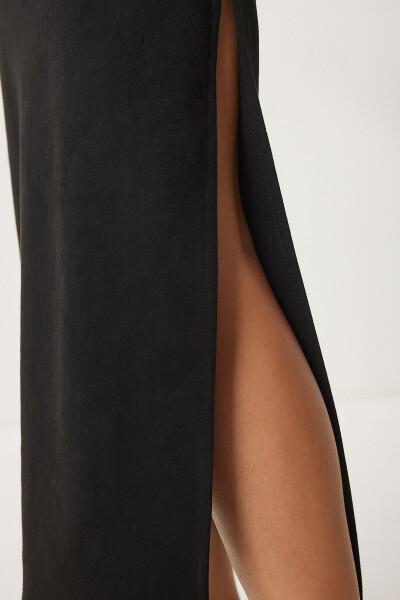 Women's Long Suede Skirt with Black Slit MC00292 - 6