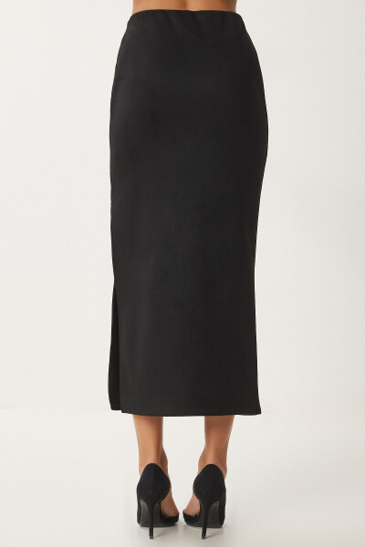 Women's Long Suede Skirt with Black Slit MC00292 - 8