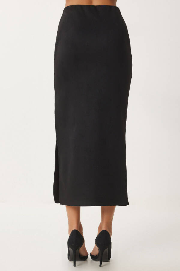 Women's Long Suede Skirt with Black Slit MC00292 - 8