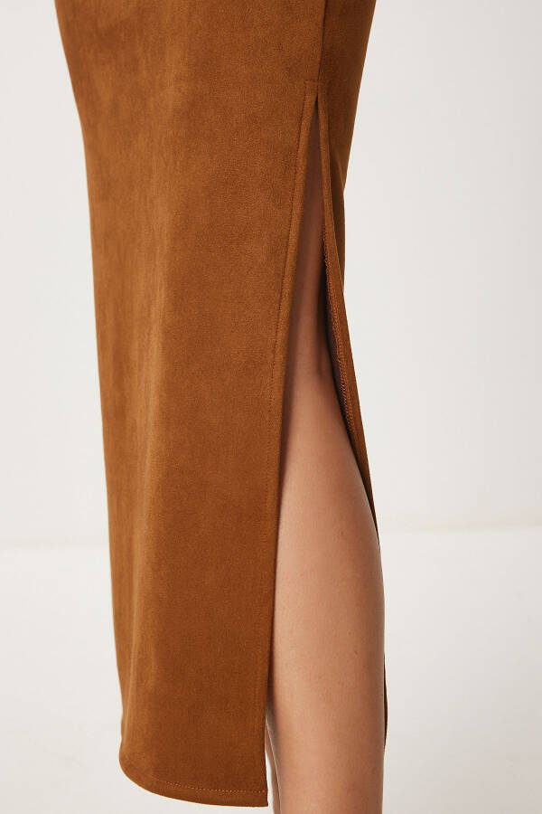 Women's Long Suede Skirt with Thigh Slit MC00292 - 1
